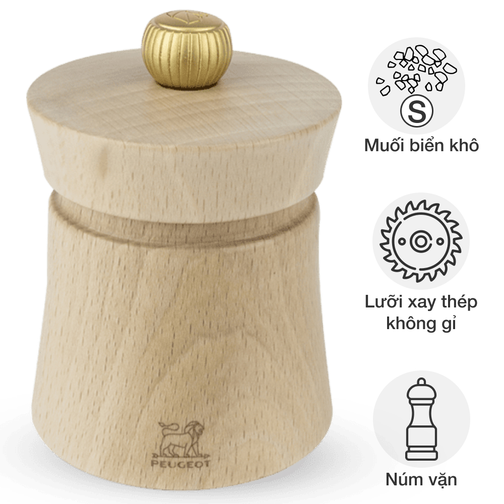 Cối xay muối thủ công Peugeot Baya Natural 8 cm