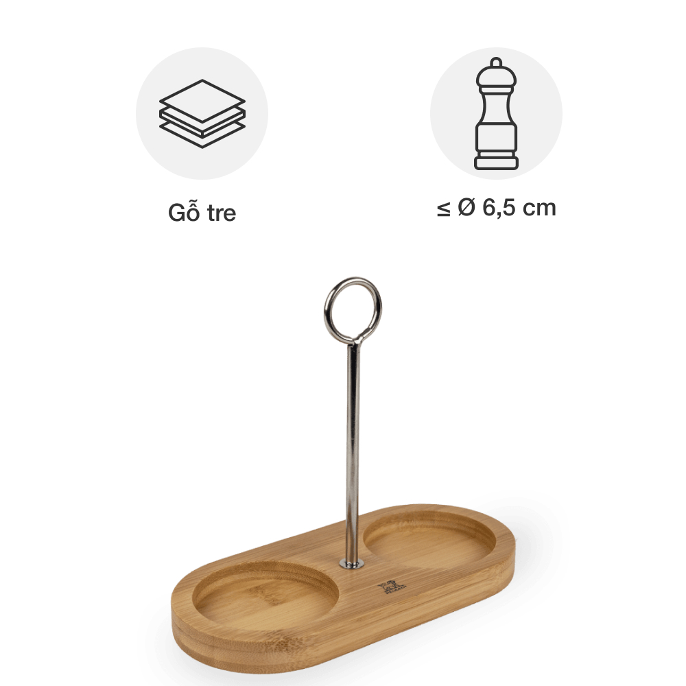 Khay đựng cối xay tiêu muối có tay cầm Peugeot Linéa Bamboo